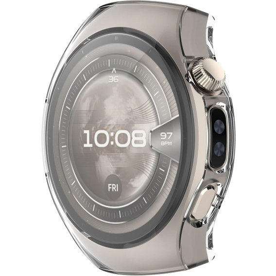 2w1 Etui silikonowe z osłoną ekranu do Huawei Watch 5 42mm – lekka ochrona wyświetlacza i boków - przezroczyste