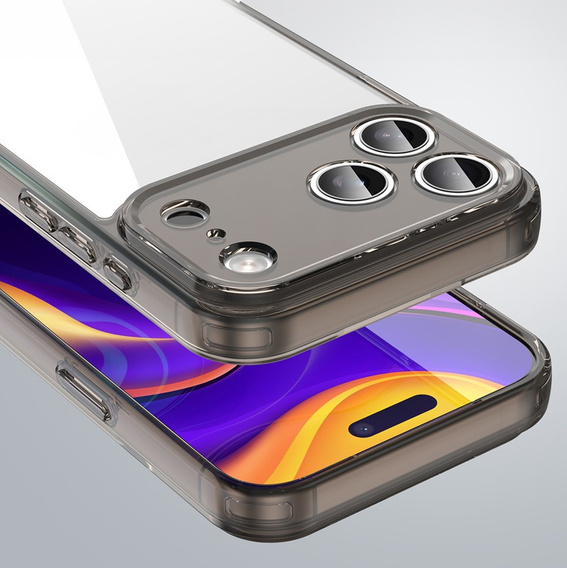 Etui silikonowe do iPhone 17 Pro Max, z twardym tyłem, przydymione czarne