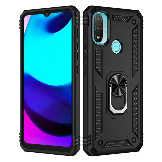 Etui pancerne do Motorola Moto E20/E30/E40, Nox Case Ring, czarne