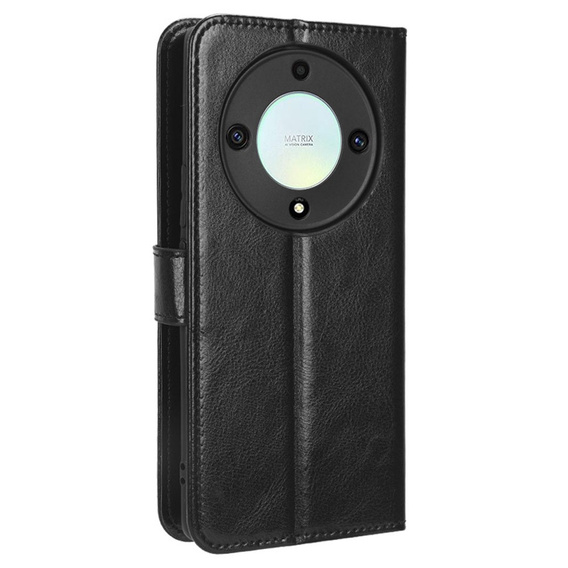 Etui z klapką do Honor Magic 5 Lite, Crazy Horse Wallet, czarne