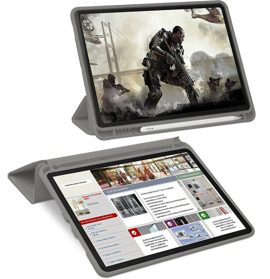 Etui do iPad 11" 2025 A16 (11 gen.) / iPad 10.9" 2022 (10 gen.), Smart Pencil, z miejscem na rysik, szare