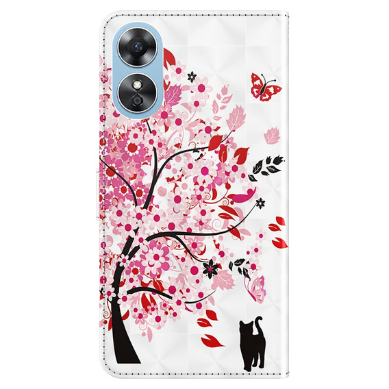 Etui z klapką do Oppo A17, Wallet Light Spots Decor, tree, białe