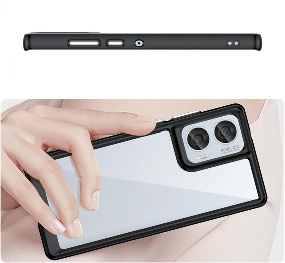 Etui do Motorola Edge 50 Fusion 5G, Fusion Hybrid, przezroczyste / czarne