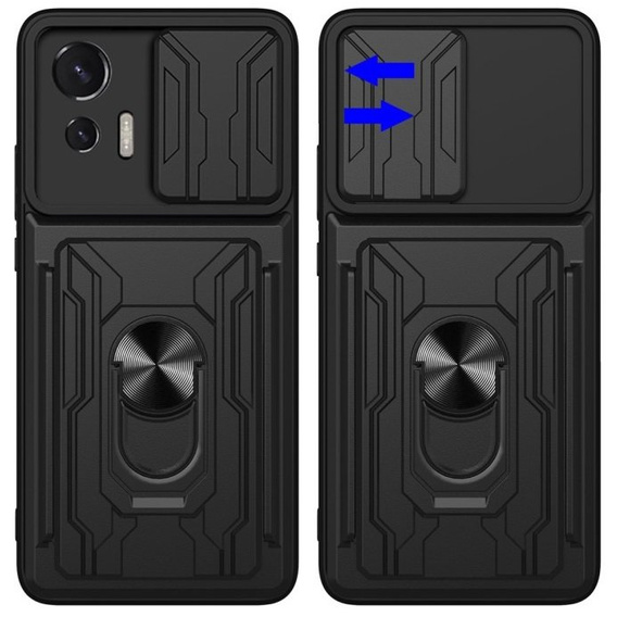 Etui pancerne do Motorola Edge 30 Neo 5G, Camera Slide Card Slot, czarne