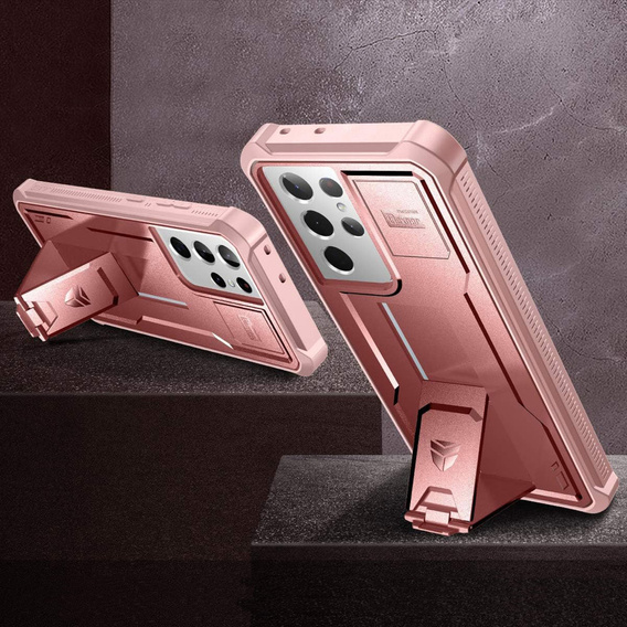 Etui pancerne do Samsung Galaxy S21 Ultra, Dexnor Full Body, różowe rose gold