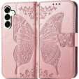 Etui z klapką do Samsung Galaxy S25 FE, Butterfly, różowe rose gold