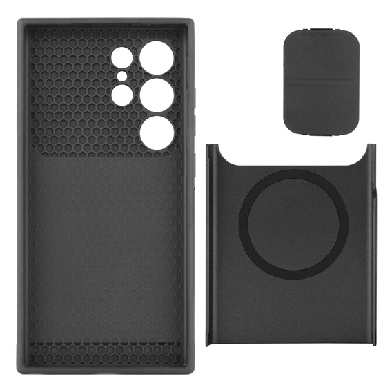 Pancerne etui do MagSafe na Samsung Galaxy S24 Ultra, ERBORD MagProtect Cam Slider, czarne