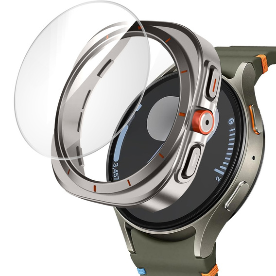 2w1 Etui + Szkło Hartowane do Samsung Galaxy Watch 7 40mm, Tytanowe złoto
