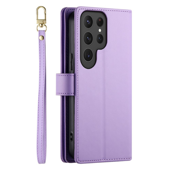 Etui z klapką do Samsung Galaxy S25 Ultra, Wallet Zipper Pocket, fioletowe