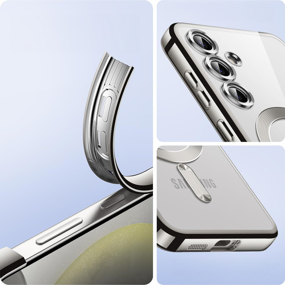 Etui do Samsung Galaxy S24+ Plus, Electro MagSafe, srebrne + Szkło na ekran