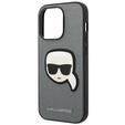 Etui Karl Lagerfeld do iPhone 14 Pro Max, Saffiano Karl's Head Patch, srebrne