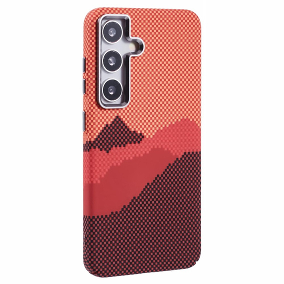 Etui do Samsung Galaxy S25, Carbon Fiber MagSafe, pomarańczowe