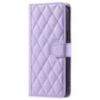 Etui z klapką do iPhone 16 Pro Max, Rhombus Crossbody Leather, fioletowe