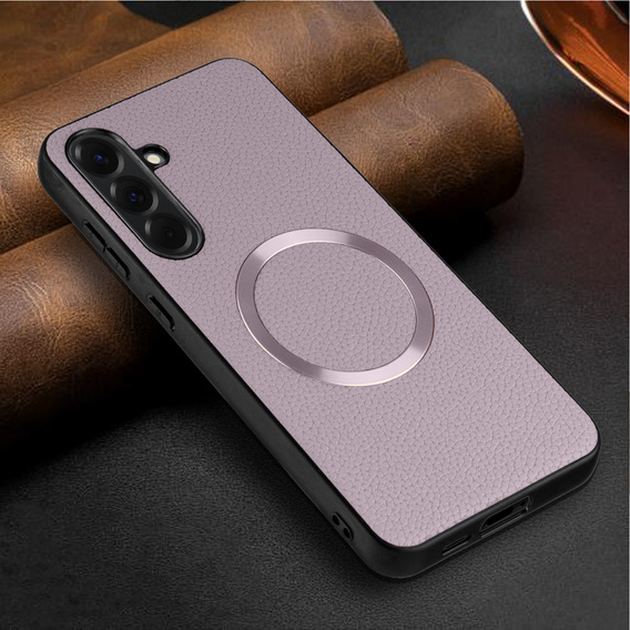 Etui do Samsung Galaxy A56 5G, Leather Hybrid MagSafe, fioletowe