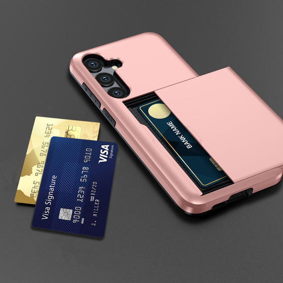 Etui do Samsung Galaxy A56 5G, Sliding Card Holder, różowe