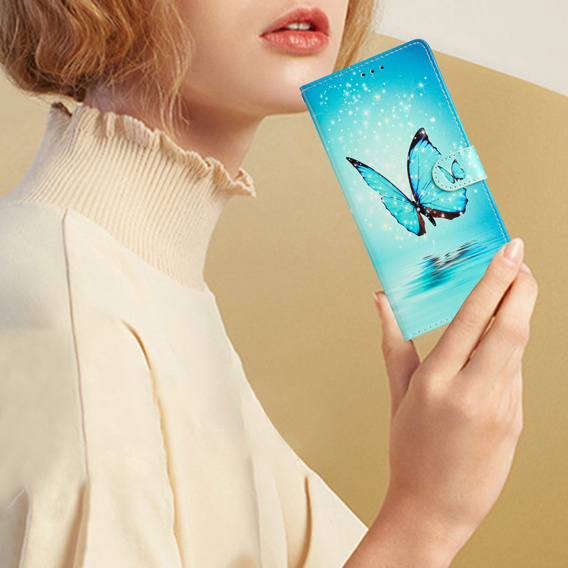 Etui z klapką do Xiaomi Redmi Note 12S, Wallet, Butterfly niebieski