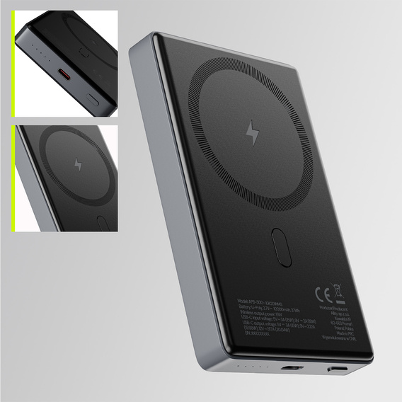 Allity APB-300 – Power Bank 10000 mAh z Ładowaniem Bezprzewodowym - szary