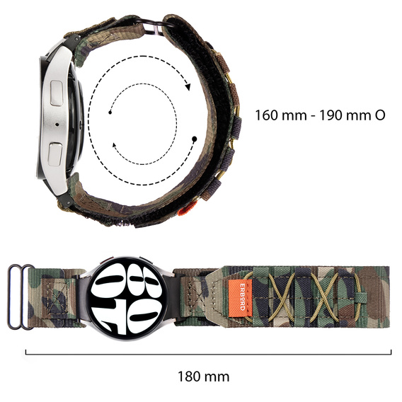 Pasek Nylonowy ERBORD Runner do Samsung Galaxy Watch 4/5/6/7, Kamuflaż