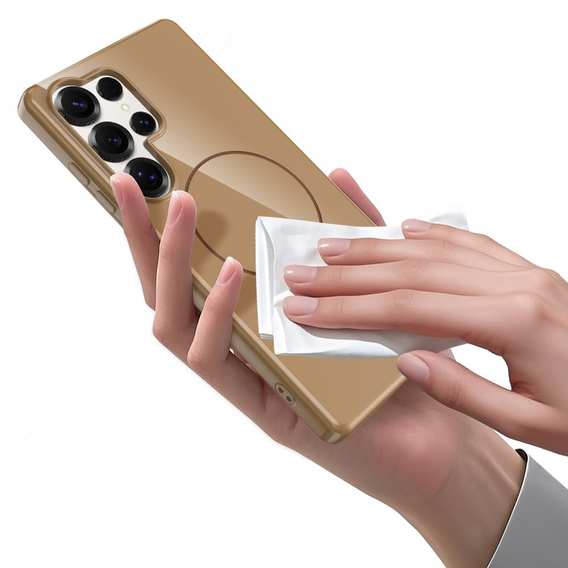 Etui do Samsung Galaxy S25 Ultra, magnetyczne z paskiem – złote