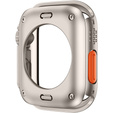 2w1 Pełne Etui + Szkło Hartowane do Apple Watch 7/8/9 45MM, Tytanowe/Pomarańczowe