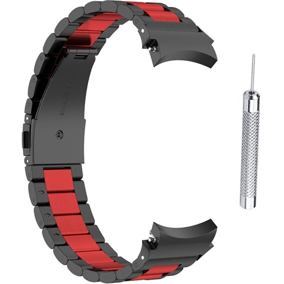 Pasek Bransoleta do Samsung Galaxy Watch 4/5/6 40/42/43/44/45/46/47mm, Czarna / Czerwona