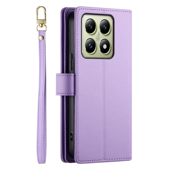 Etui z klapką do Xiaomi 14T, Wallet Zipper Pocket, fioletowe