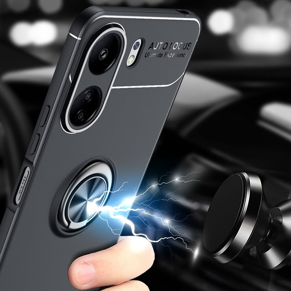 Etui KickStand Finger Ring do Xiaomi Redmi 13 / Poco C65, Czarne