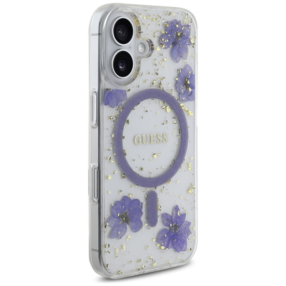 Etui GUESS HC MagSafe Resin Flowers and Glitter do iPhone 16