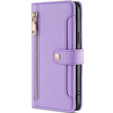 Etui z klapką do Honor Magic5 Lite, Wallet Zipper Pocket, fioletowe
