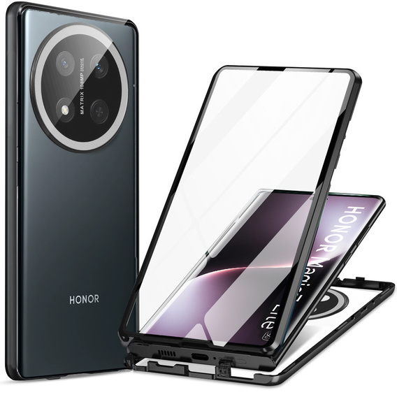 Etui do Honor Magic 7 Lite, Magnetic Dual Glass, czarne