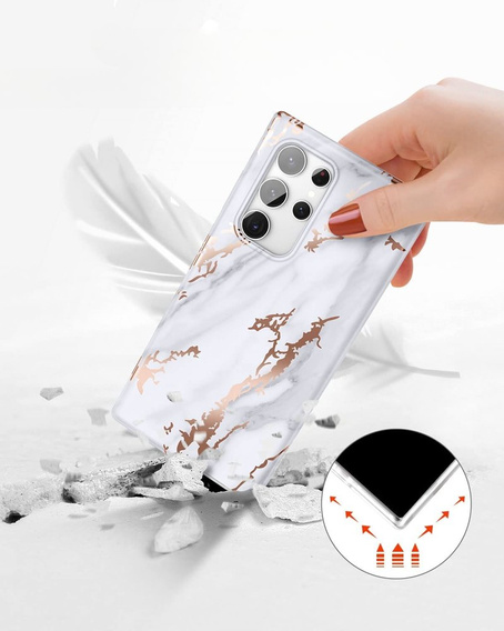 Etui do Samsung Galaxy S22 Ultra, Suritch Full Body Marble, białe