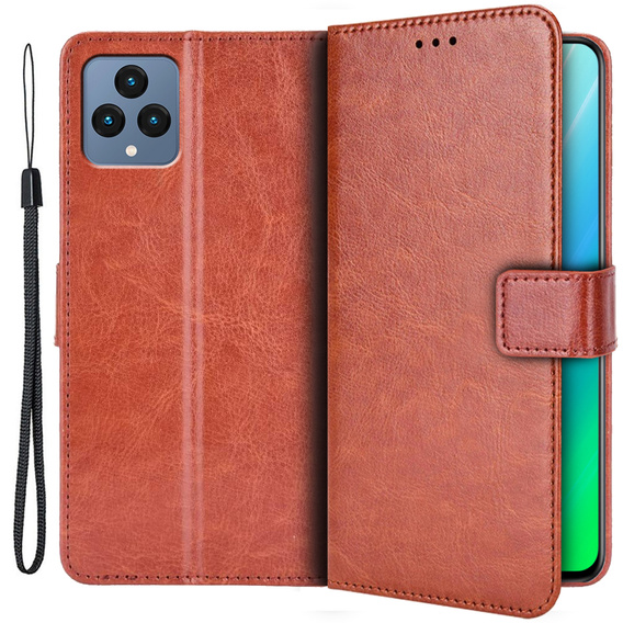 Etui z klapką do T Phone 5G, Crazy Horse Wallet, brązowe