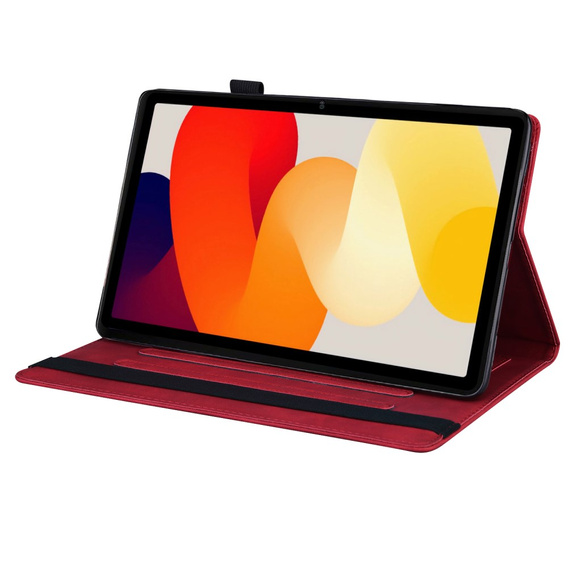 Etui z klapką i kieszeniami na karty do Xiaomi Redmi Pad 2 - Czerwone