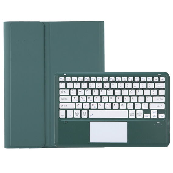 Etui z klawiaturą do Samsung Galaxy Tab S9+, Leather Pen Slot TouchPad, ciemnozielone
