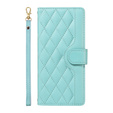Etui z klapką do iPhone 16E, Rhombus Crossbody Leather, zielone