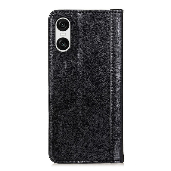 Etui z klapką do Sony Xperia 10 VI, Split Leather, czarne