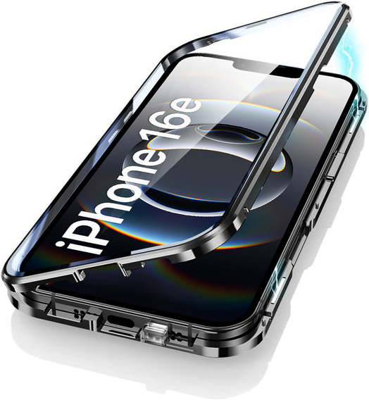 Etui do iPhone 16E, Magnetic Dual Glass, czarne