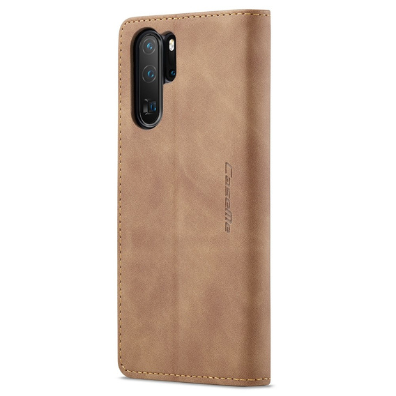 Etui CASEME do Huawei P30 Pro, Leather Wallet Case, brązowe