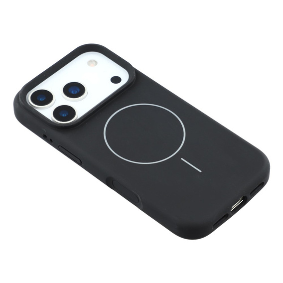 Etui silikonowe do iPhone 17 Pro, do MagSafe, antywstrząsowe, czarne