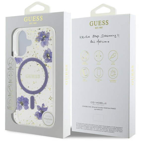 Etui GUESS HC MagSafe Resin Flowers and Glitter do iPhone 16