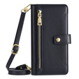 Etui z klapką do iPhone 14, Wallet Zipper Pocket, czarne