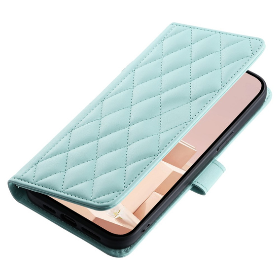 Etui z klapką do Samsung Galaxy A36 5G, Rhombus Crossbody Leather, zielone
