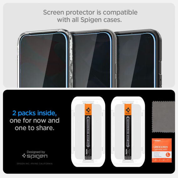 Spigen Glas.TR "EZ FIT" HD Szkło Hartowane prywatyzujące do Google Pixel 9/9 Pro (2 szt.)