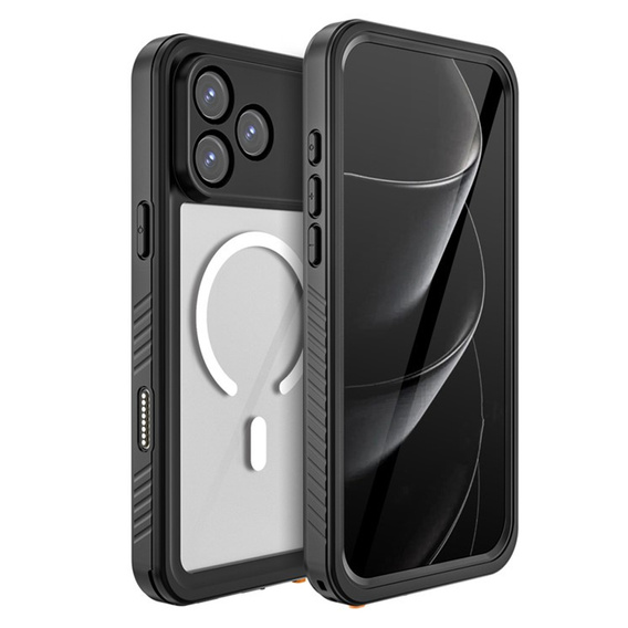Etui Redpepper do iPhone 17 Pro Max, Wodoodporne IP68, do MagSafe, przezroczyste z czarnymi bokami