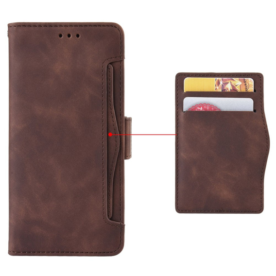 Etui z klapką do Xiaomi Redmi 13C / Poco C65, Card Slot, brązowe