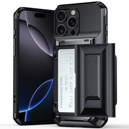 Etui pancerne TPU + PC z miejscem na kartę czarne do iPhone 16 Pro Max