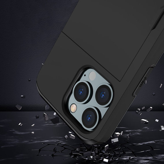 Etui do iPhone 15 Pro, Sliding Card Holder, czarne