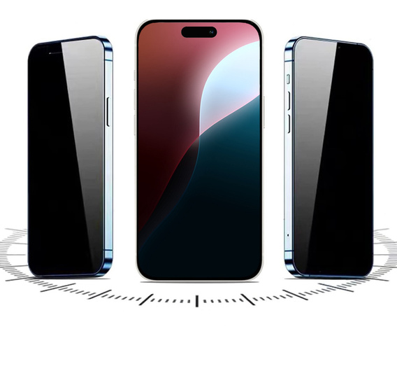 2x Szkło Hartowane prywatyzujące do iPhone 16 Pro Max, ERBORD 9H Easy App Anti-Peep
