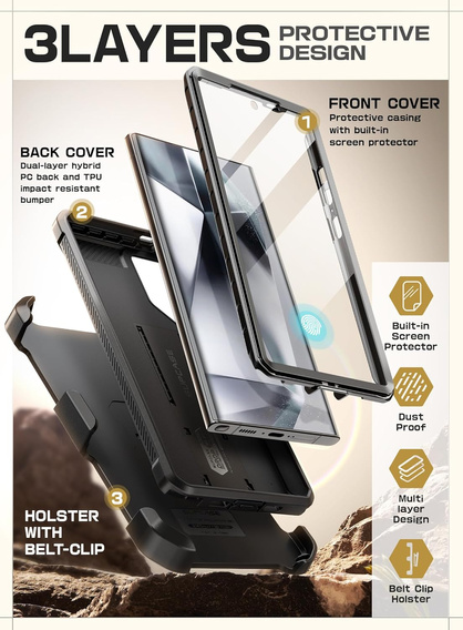 Etui Supcase UB Pro SP+noSP do Galaxy S24 Ultra, czarne