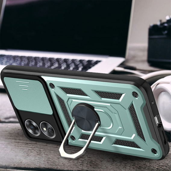 Etui pancerne do Oppo A17, CamShield Slide, zielone